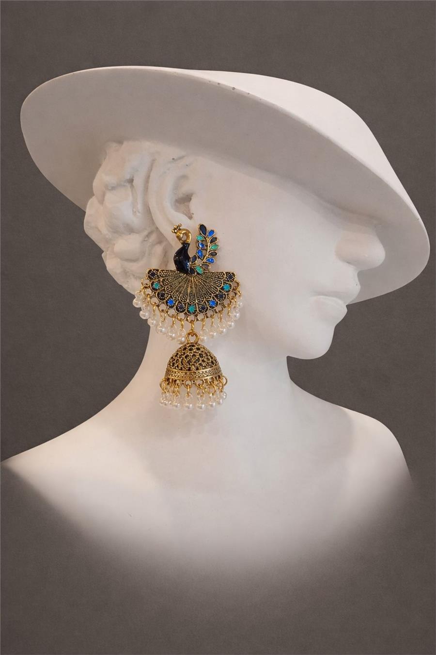 Gladys Tavuzkuşu Figürlü İncili ve Mineli Küpe